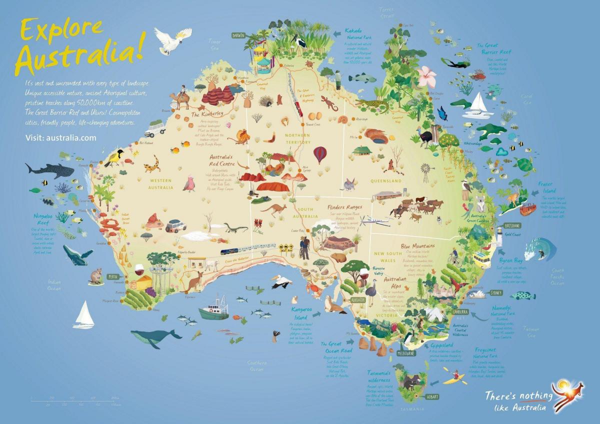 Mappa delle attrazioni turistiche Australia