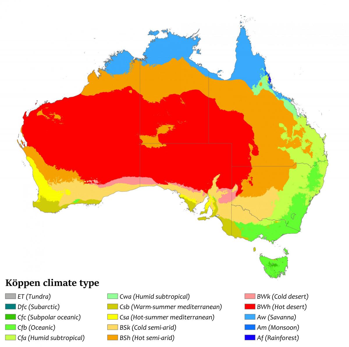 Mappa della temperatura dell'Australia