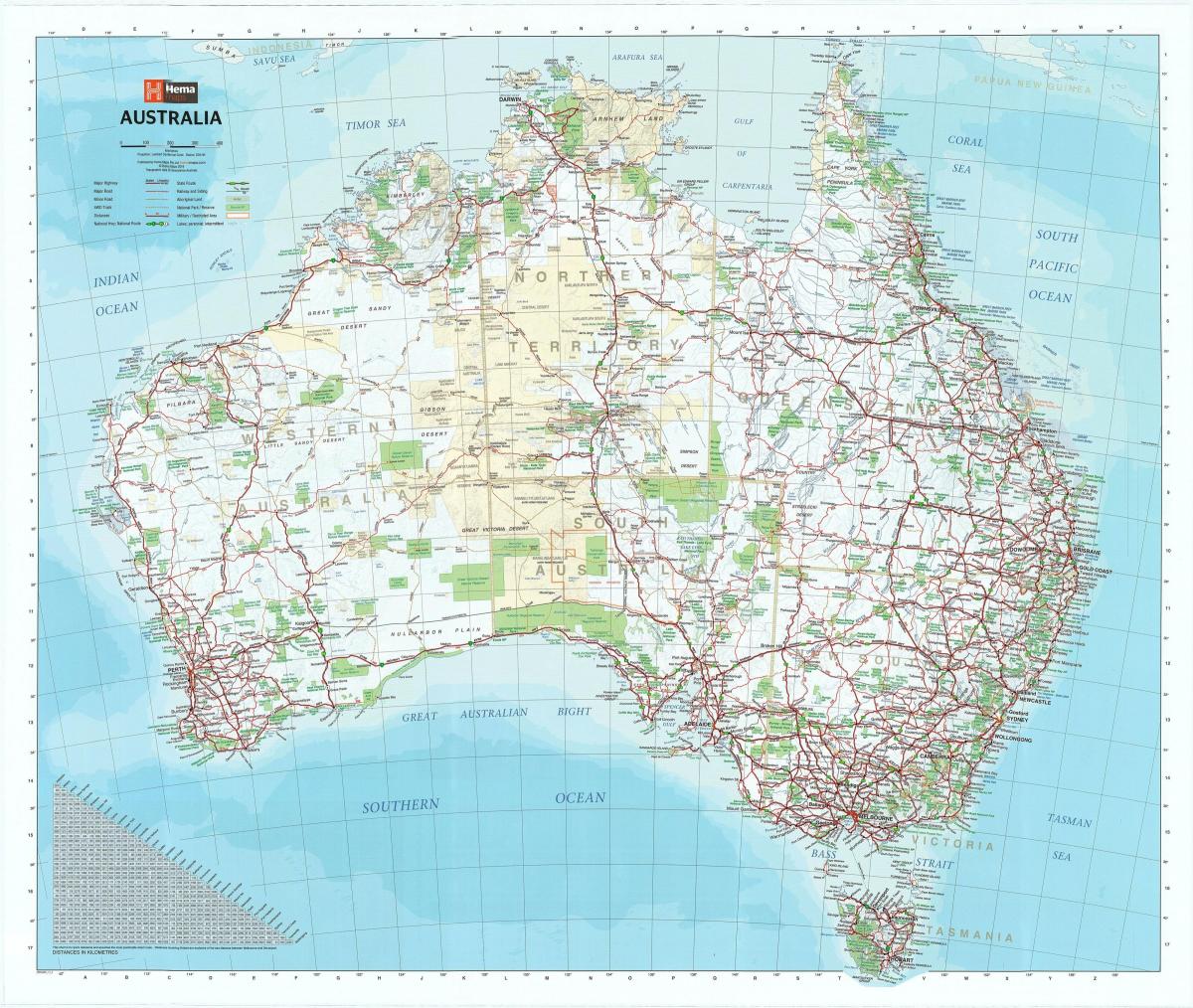 Mappa del paese Australia