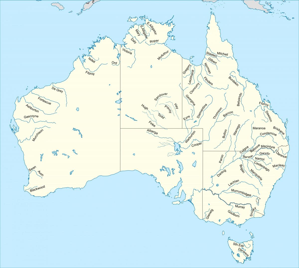 Mappa dei fiumi in Australia