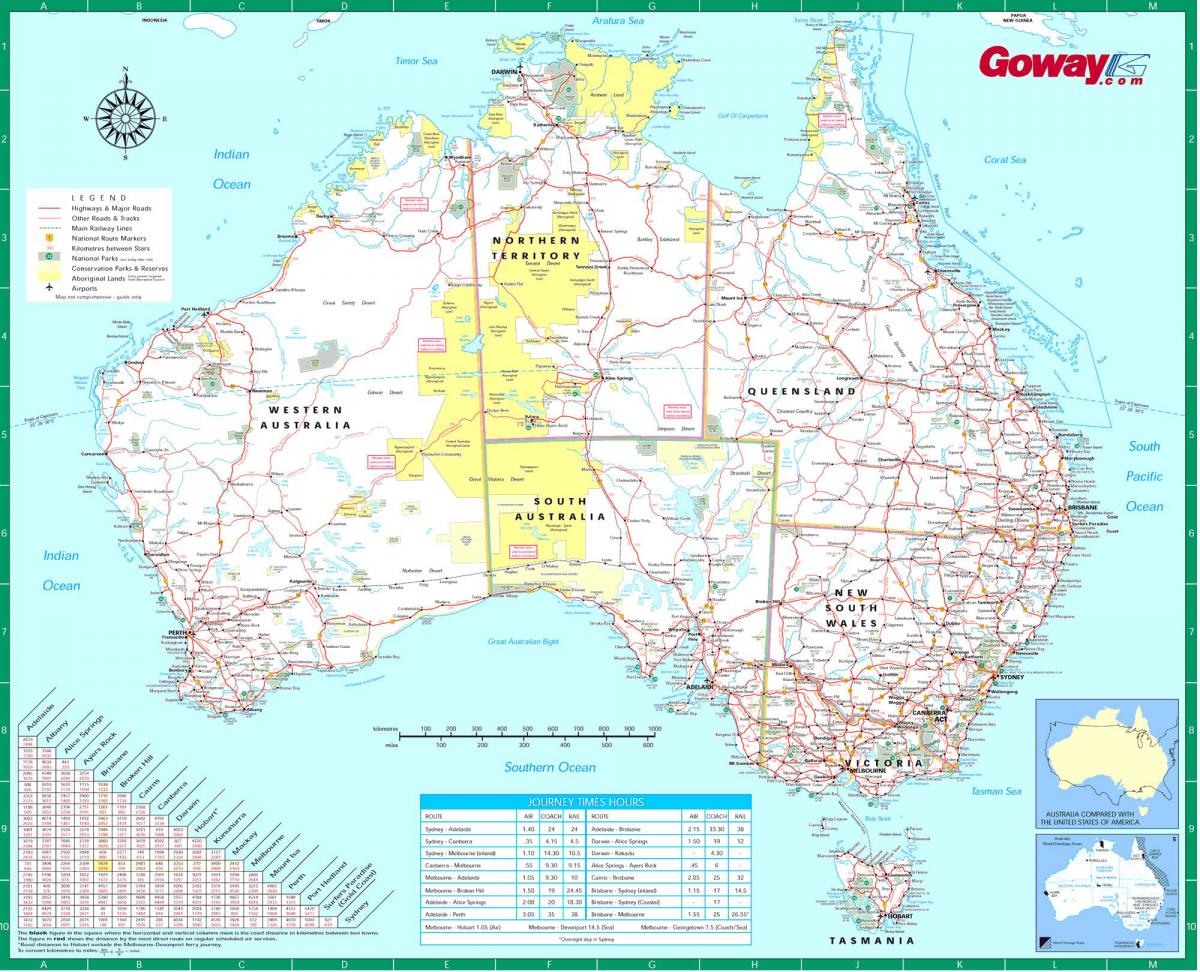 Mappa stradale dell'Australia