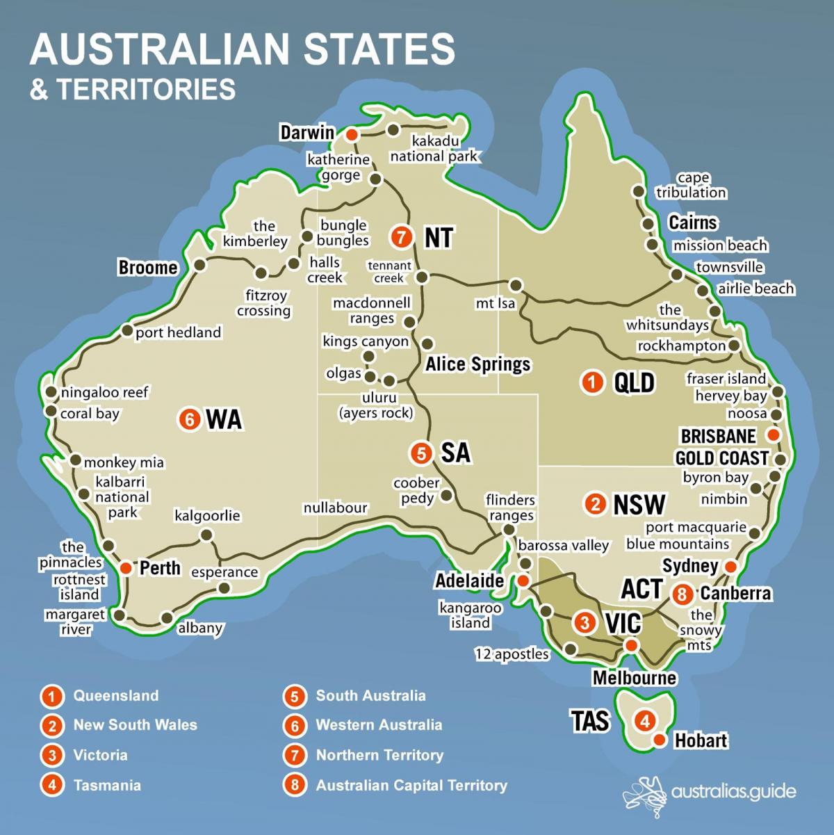 Mappa dello stato dell'Australia