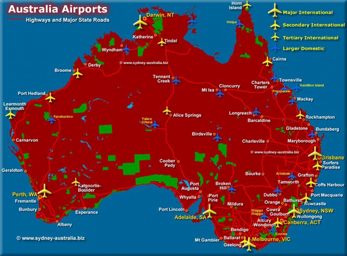 Mappa degli aeroporti australiani