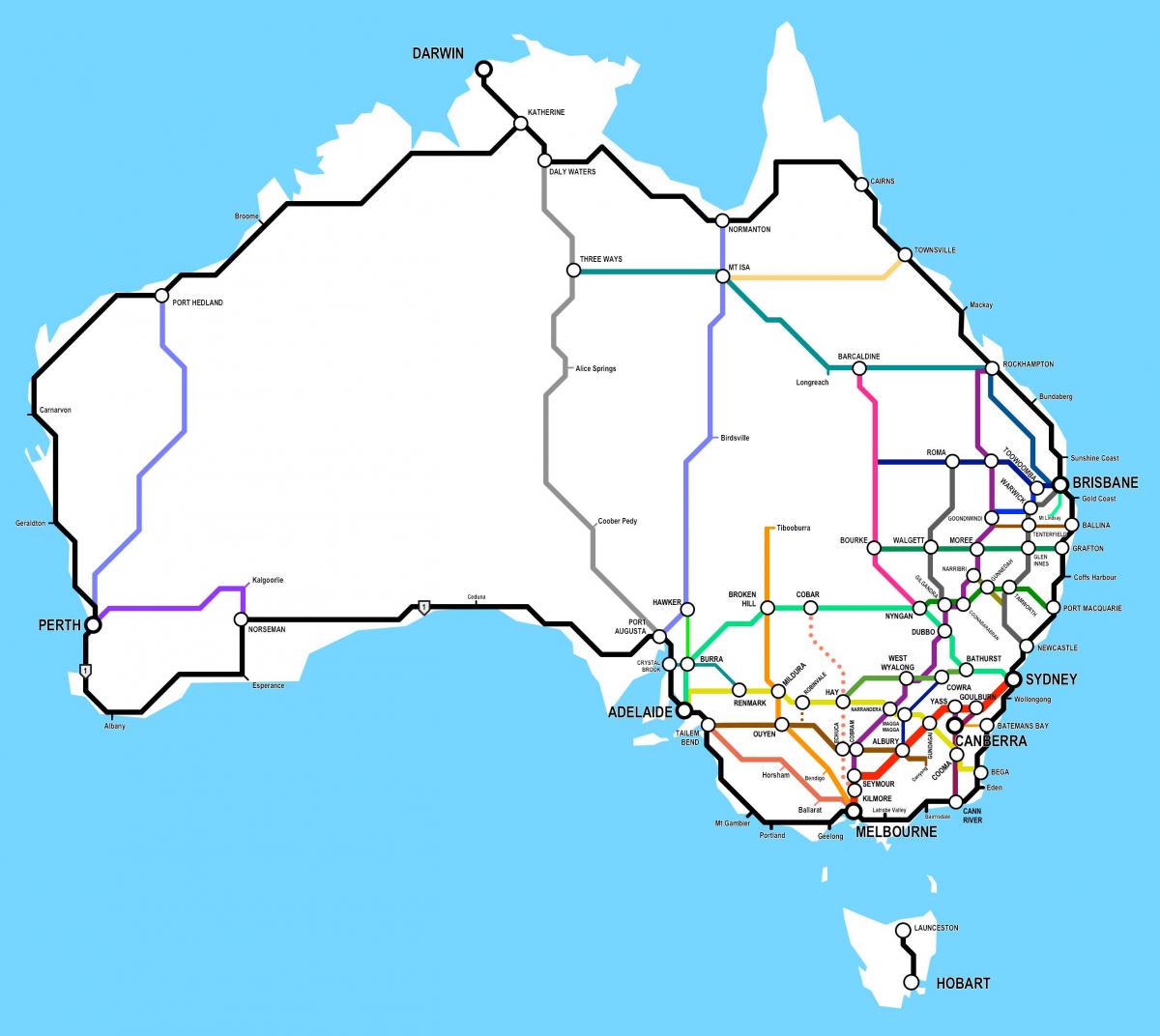 Mappa delle autostrade dell'Australia