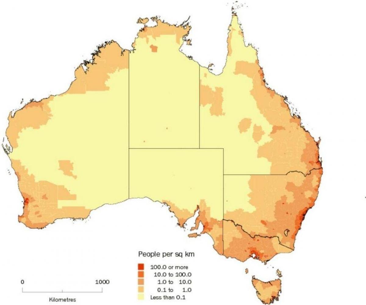 Mappa della densità dell'Australia