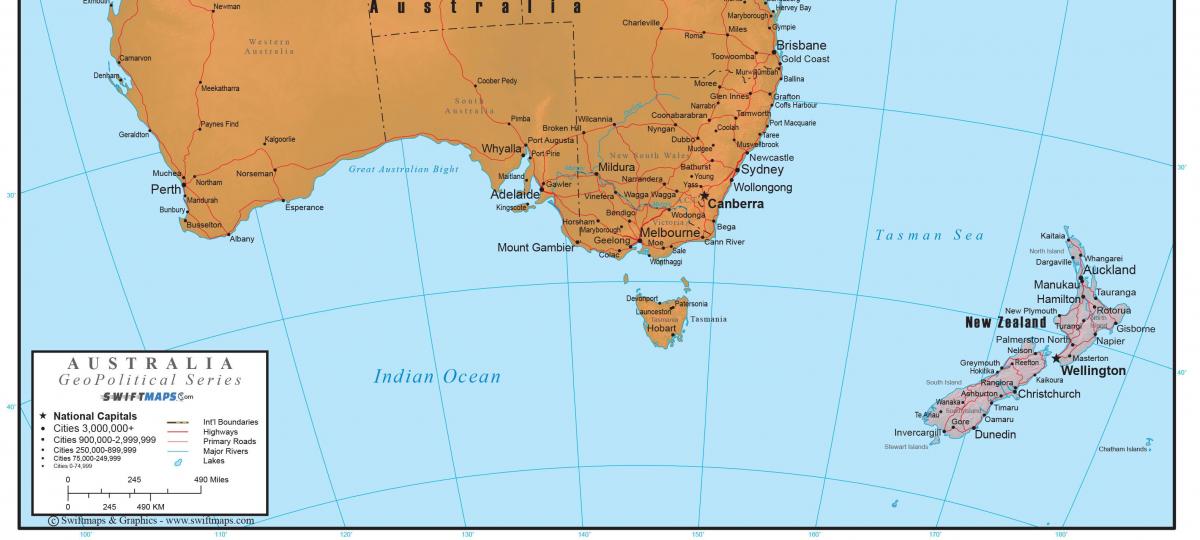 Mappa del sud dell'Australia